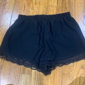 Black elastic waist shorts with a lace trim from Nordstrom